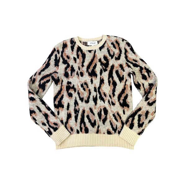 Derek‎ Lam 10 Crosby Beige Evan Leopard Alpaca Knit Pullover Sweater Size XS - Picture 1 of 12